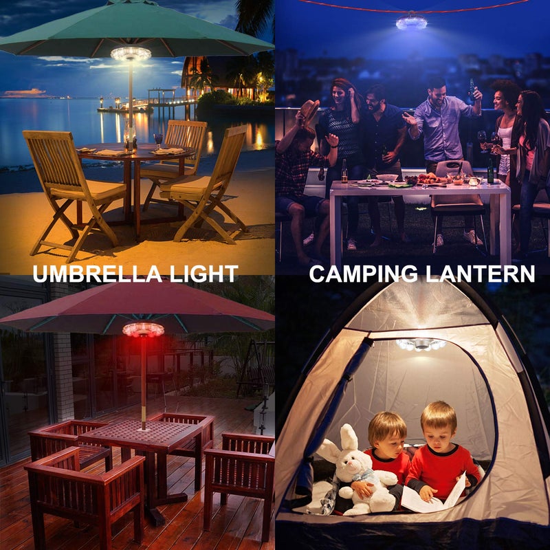 HONWELL Patio Umbrella Light, 3xD Battery Operated Umbrella Pole Light with RF Remote 80Ft Through Wall, 12 Bulb 48 LEDs,4 Modes, 12 Color Changing Outdoor Camping Light with Hanging Ring for Umbrella - Image 4
